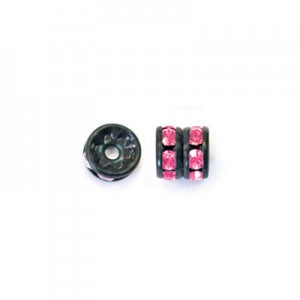 6 pcs Metal Black Rondelle with Crystals, 5 mm
