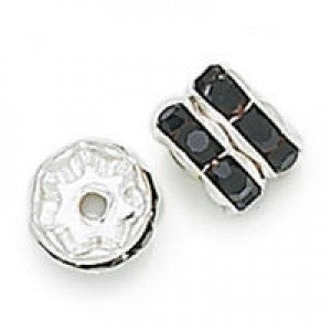 クリスタル付きメタルシルバーロンデル 10mm 3個
