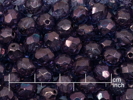 アウトレット 250g ファイアポリッシュラウンドファセットビーズ、8mm、クリスタルパープル (151-19001-08x08-00030-15726)