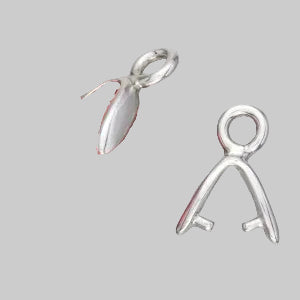 Pendant Pinch Bail with Loop, 10x2 mm, Sterling Silver 925