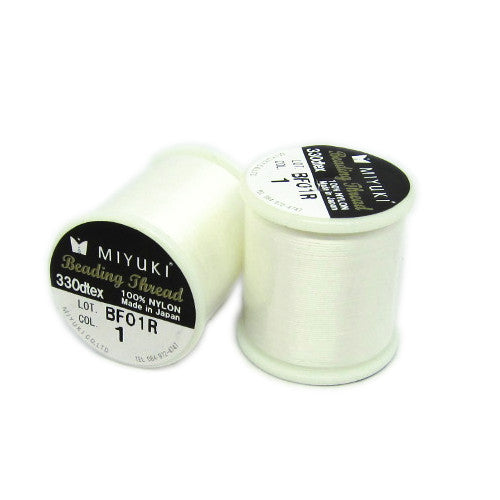 Miyuki Nylon Beading Thread, White (1), Glass, Japan