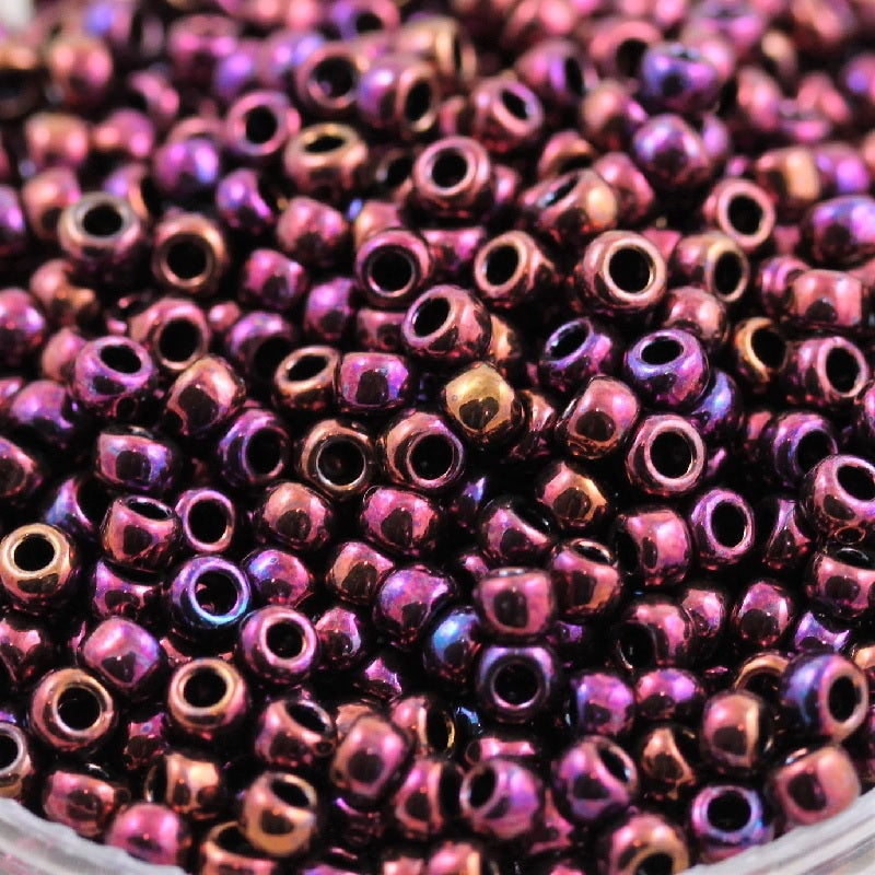 TOHO Round Seed Beads Rocailles, Higher Metallic Dark Amethyst (# 503), Glass, Japan