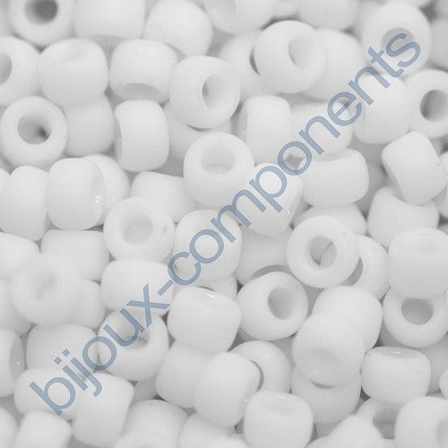TOHO Round Seed Beads Rocailles, Opaque Frosted White (# 41F), Glass, Japan