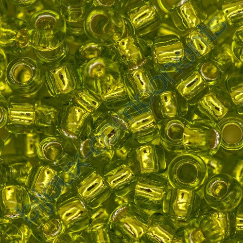 TOHO Runde Rocailles-Perlen, silberfarben gefüttert, Limettengrün (Nr. 24), Glas, Japan