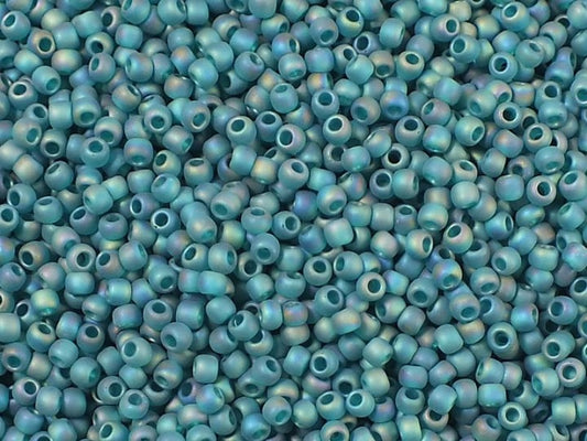 TOHO Round Seed Beads Rocailles, Trans Rainbow Frosted Teal (# 167Bdf), Glass, Japan