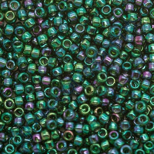 TOHO Round Seed Beads Rocailles, Gold Lustered Emerald (# 322), Glass, Japan