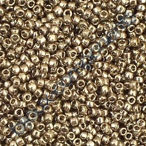 TOHO Round Seed Beads Rocailles, Gold Lustered Montana Blue (# 204), Glass, Japan