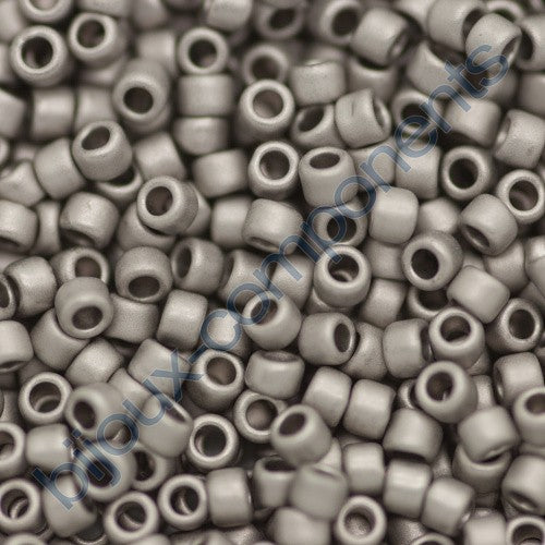 TOHO Round Seed Beads Rocailles, Metallic Silver Frosted Antique Silver (# 566), Glass, Japan