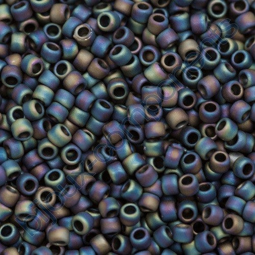 TOHO Round Seed Beads Rocailles, Opaque Rainbow Frosted Rainbow Iris (# 86F), Glass, Japan