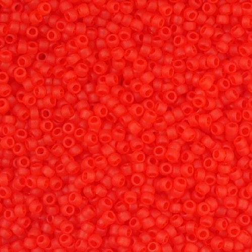 TOHO Round Seed Beads Rocailles, Transparent Frosted Lt.Siam Ruby (# 5F), Glass, Japan