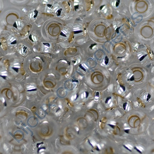 TOHO Demi Round Spacer Rocailles, Gold Lined Crystal (# 989), Glas, Japan 