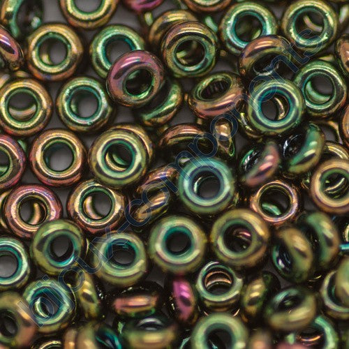 TOHO Demi Round Spacer Seed Beads Rocailles, Higher Metallic Iris Olivine (# 508), Glass, Japan