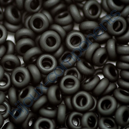 TOHO Demi Round Spacer Seed Beads Rocailles, Opaque Frosted Jet (# 49F), Glass, Japan