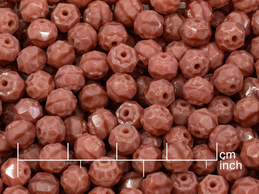 OUTLET 250g Faceted Fire Polished Beads Cathedral, 6 mm, Opaque Pink (151-03001-06x06-74020)