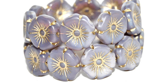 OUTLET 10 grams Hawaiian Flower Beads, Silky Lavender Gold Lined (21350-54202), Glass, Czech Republic