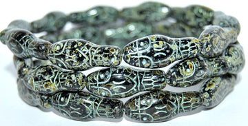 OUTLET 10 Gramm Schlangenkopfperlen, Schwarzer Travertin 43801 (23980-86800-43801), Glas, Tschechische Republik