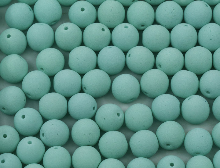 OUTLET 10 克圆形 Druck 珠子，6 x 6 毫米，Bondeli Pastel Neon 深绿松石色 (92928)，玻璃，捷克共和国