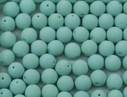 OUTLET 10 克圆形 Druck 珠子，6 x 6 毫米，Bondeli Pastel Neon 深绿松石色 (92928)，玻璃，捷克共和国
