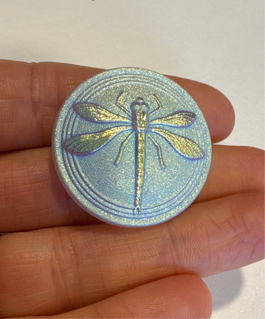 1 pcs Hand Painted Glass Buttons with ornament, size 14 (31.5 mm), Czech Republic