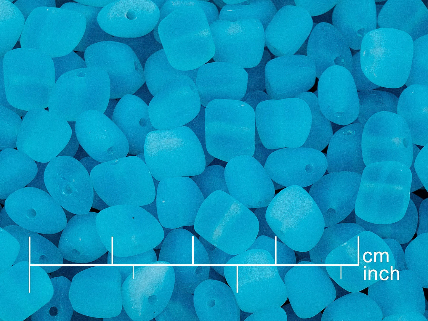 OUTLET 10 grams Pressed Beads, 6 x 8 mm, Opal Aqua Matte (61000-84110), Glass, Czech Republic