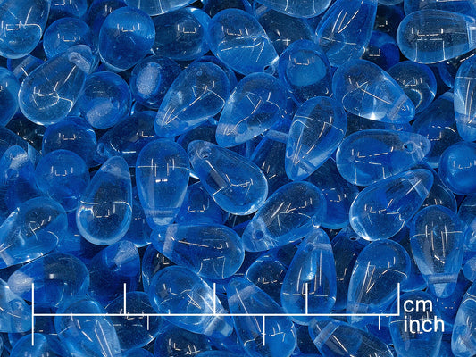OUTLET 250g Drop Beads, 6 x 10 mm, Transparent Blue (111-69004-06x10-30020)