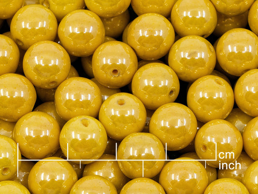 OUTLET 10 grams Round Druck Beads, 10 x 10 mm, Bright Yellow Hematite (83130-14400), Glass, Czech Republic