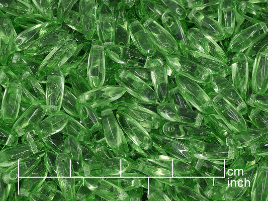 アウトレット 250g ダガービーズ、3 x 11 mm、透明グリーン (111-69014-03x11-50520)