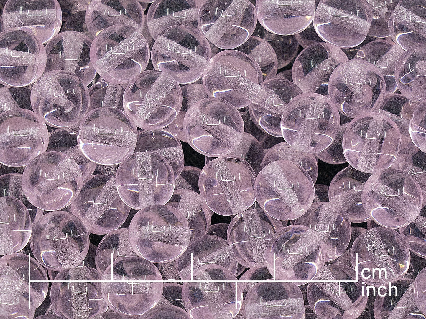 OUTLET 250g Round Druck Beads, 8 mm, Transparent Pink (111-19001-08x08-70200)