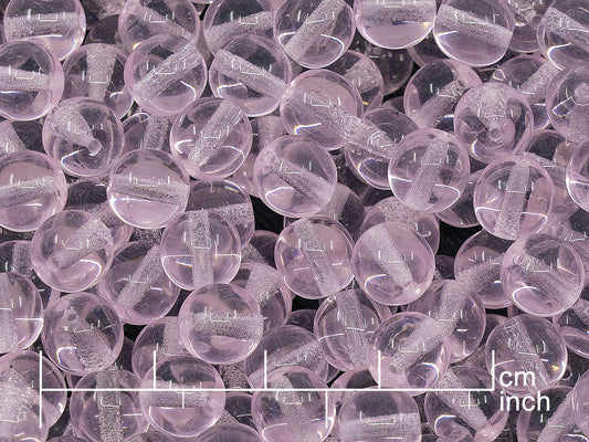 OUTLET 250g Round Druck Beads, 8 mm, Transparent Pink (111-19001-08x08-70200)