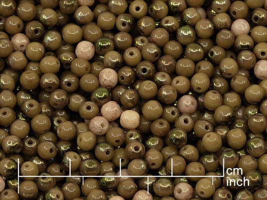 OUTLET 250g Round Druck Beads, 4 mm, 13080 Luster Red Half Coated (111-19001-04x04-13080-14295)