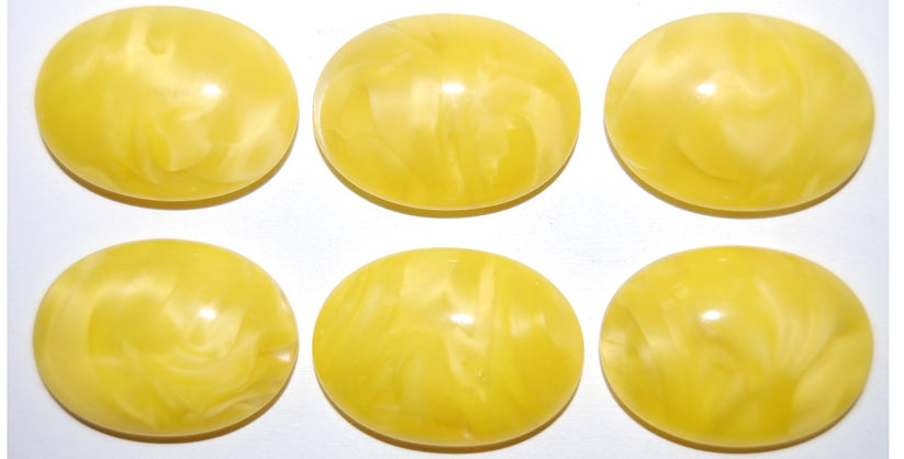 OUTLET 10 grams Oval Cabochon (No Holes), 25 x 18 mm, Silk Yellow (86017), Glass, Czech Republic