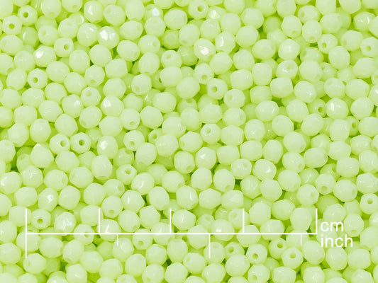 OUTLET 10 grams Faceted Round Fire Polished Beads, 3 x 3 mm, Opal Yellow Green (53500), Glass, Czech Republic