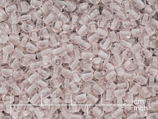 OUTLET 250g Round Druck Beads, 4 mm, Transparent Pink (111-19001-04x04-70120)