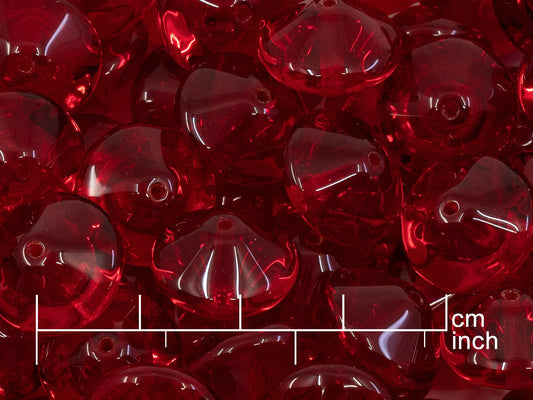 アウトレット 10グラム Rivoili ビーズ、14 x 14 mm、ルビーレッド (90080)、ガラス、チェコ共和国