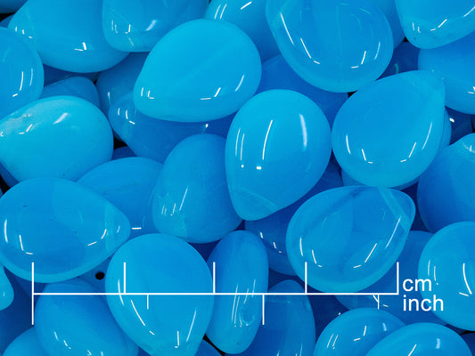 OUTLET 10 grams Flat Teardrop Beads, 12 x 16 mm, Opal Aqua (61000), Glass, Czech Republic