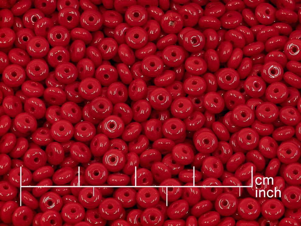 OUTLET 10 grams Space Disk Beads, 4 x 4 mm, Opaque Red (93200), Glass, Czech Republic