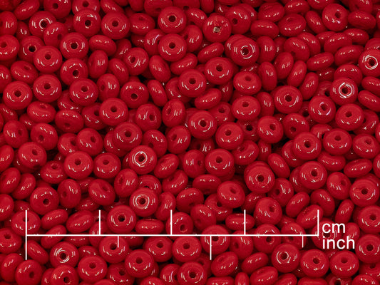 OUTLET 10 grams Space Disk Beads, 4 x 4 mm, Opaque Red (93200), Glass, Czech Republic