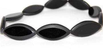 OUTLET 10 grams Table Cut Oval Beads, Black Matte (23980-84100), Glass, Czech Republic
