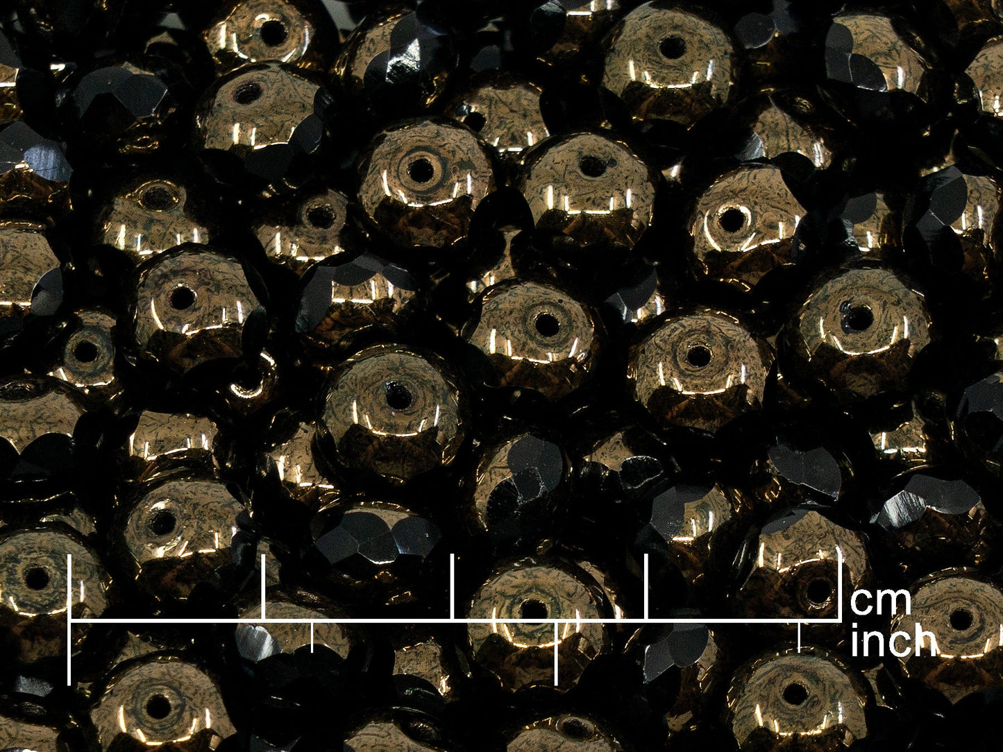 OUTLET 10 grams Faceted Rondelle Fire Polished Beads, 7 x 9 mm, Black Bronze (23980-14415), Glass, Czech Republic