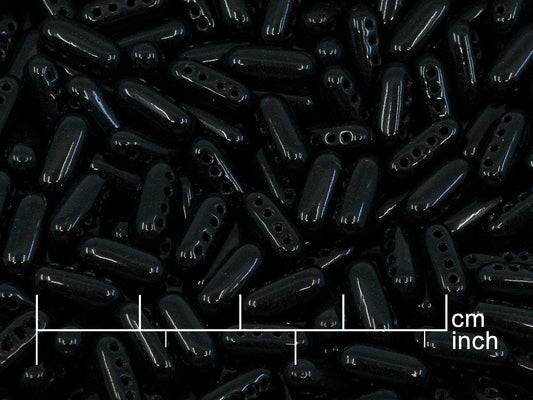 出口 250 克压制捷克玻璃珠，4 x 10 毫米，黑色 (111-00329-04x10-23980)