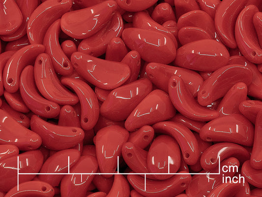 OUTLET 10 grams Curved Petal Beads, Opaque Red (93200), Glass, Czech Republic