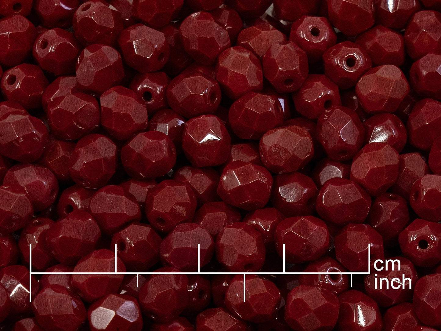 OUTLET 10 grams Faceted Round Fire Polished Beads, Opaque Red (93220), Glass, Czech Republic