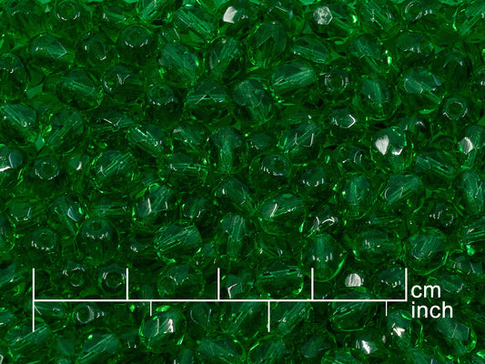 OUTLET 10 grams Faceted Round Fire Polished Beads, 5 x 5 mm, Emerald Green (50120), Glass, Czech Republic
