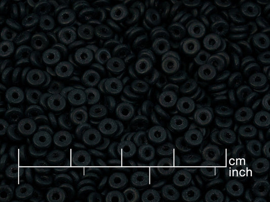 OUTLET 10 grams Fish Ring Beads, 4 x 4 mm, Black Matte (23980-84100), Glass, Czech Republic