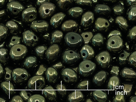 OUTLET 250g Pressed Czech Glass Beads, 6 x 8 mm, Black Luster Red Full Coated (111-00212-06x08-23980-14495)