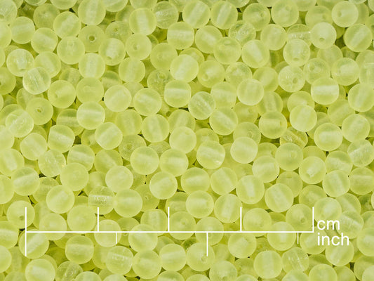 OUTLET 10 grams Round Druck Beads, 4 x 4 mm, Transparent Yellow Matte (80130-84110), Glass, Czech Republic