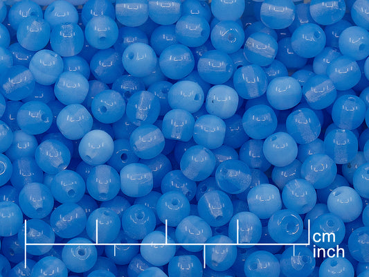 OUTLET 10 grams Round Druck Beads, 5 x 5 mm, Opal Blue (31000), Glass, Czech Republic