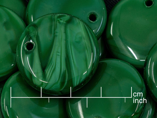 OUTLET 10 grams Pressed Beads Round pendant, 8 x 28 mm, Green Malachite (54110), Glass, Czech Republic