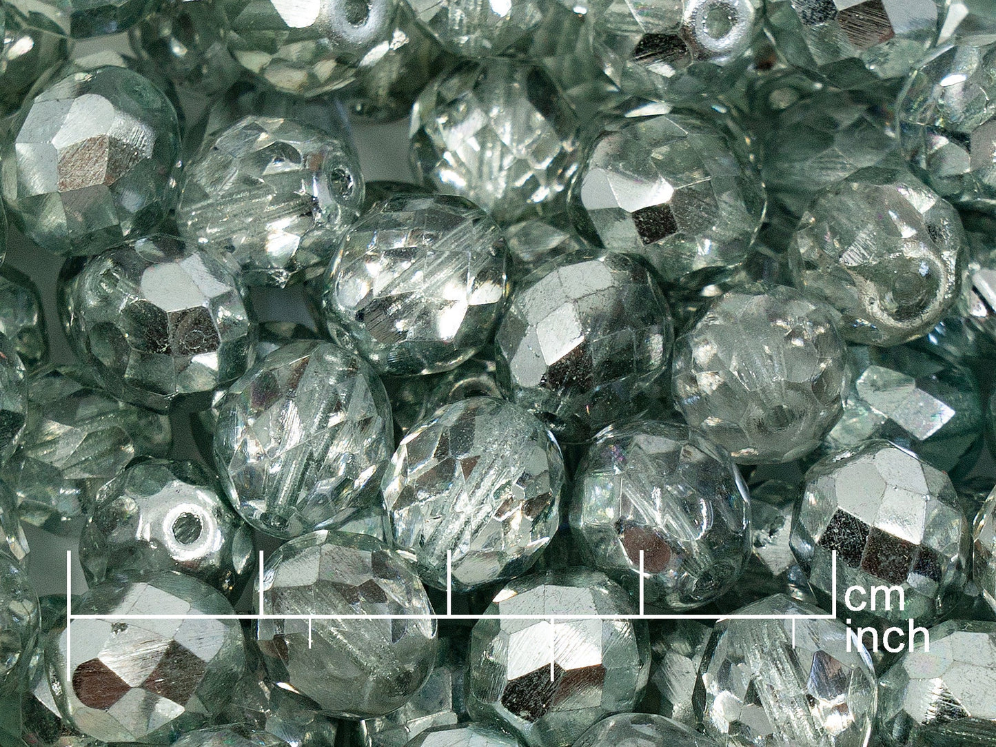 OUTLET 250g Fire Polished Round Faceted Beads, 10 mm, Crystal K2603 (151-19001-10x10-00030-K2603)
