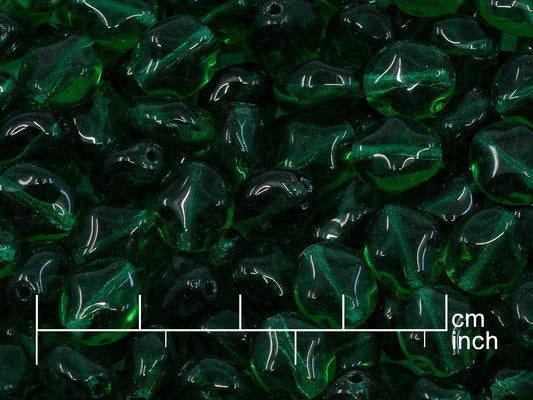 OUTLET 10 grams Semi Round Beads, 12 x 9 mm, Transparent Green (50140), Glass, Czech Republic